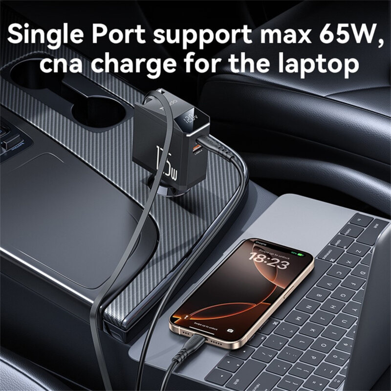 Incarcator auto cu cablu retractabil, 125W Yesido Y71, negru