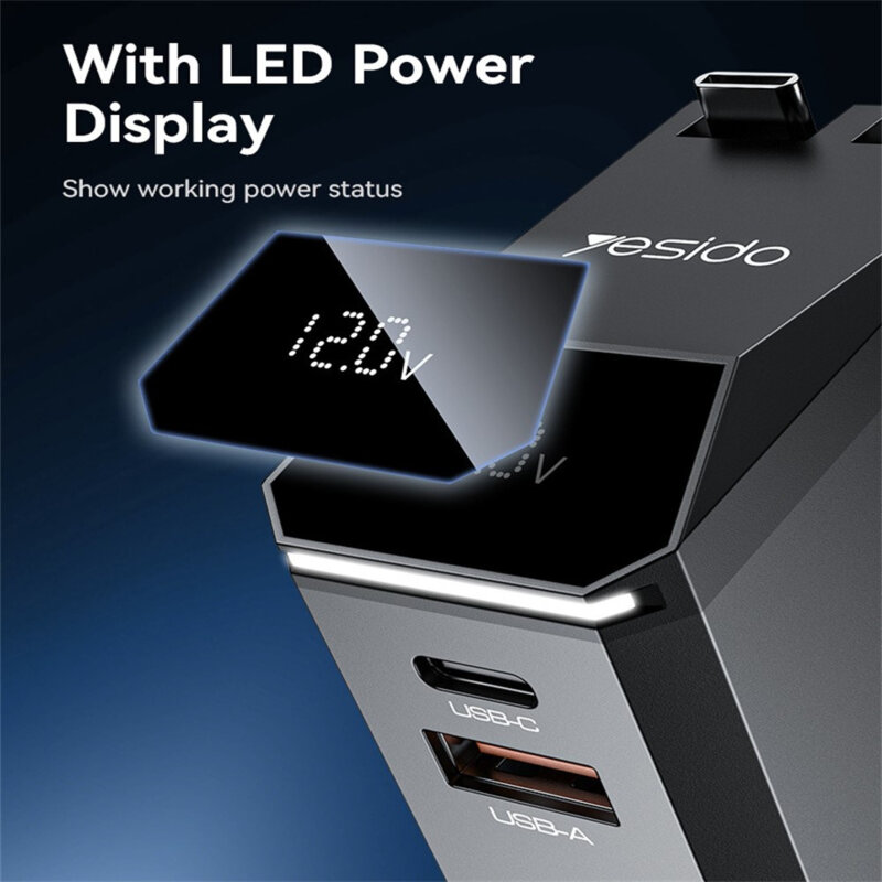 Incarcator auto cu cablu retractabil, 125W Yesido Y71, negru