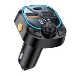 Incarcator auto BT5.3 cu modulator FM, 2x USB Yesido Y70, negru