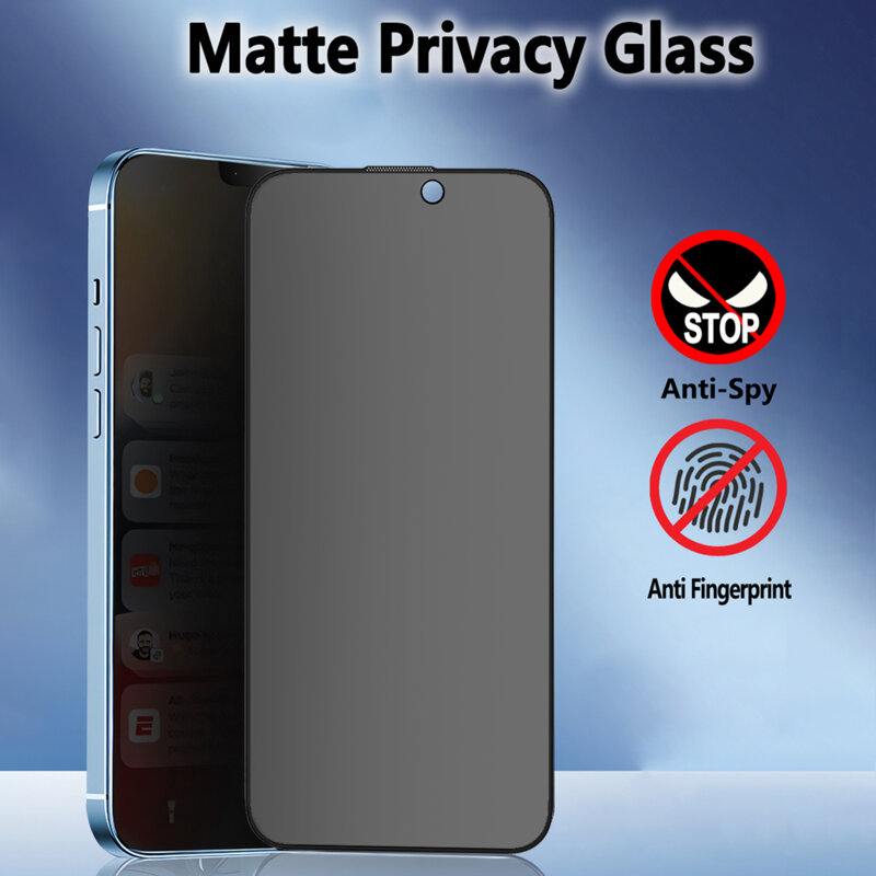 Folie iPhone 16 Pro Blueo Anti-Peep Privacy Glass, negru mat