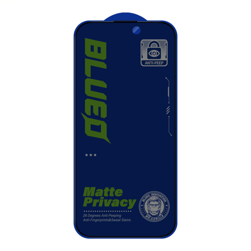 Folie iPhone 14 Pro Max Blueo Anti-Peep Privacy Glass, negru mat