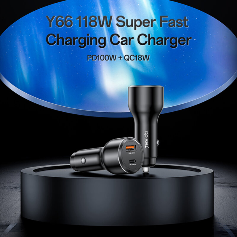 Incarcator auto Fast Charging, PD100W Yesido Y65, negru