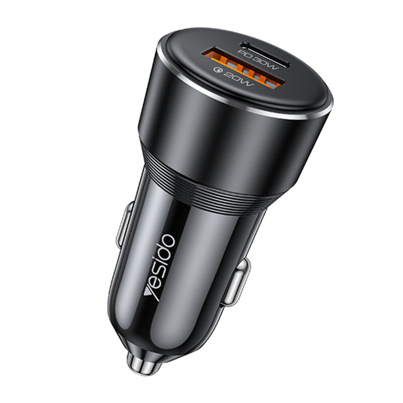 Incarcator auto cu carcasa aluminiu 50W Yesido Y64, negru
