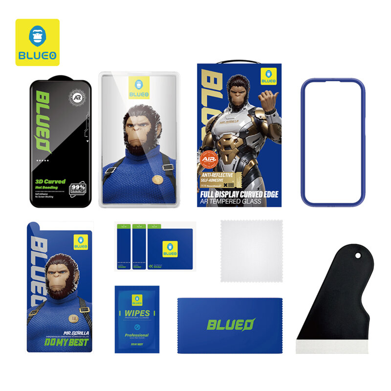 Folie iPhone 16 Pro Blueo 3D Full Display Curved Edge AR Glass, negru