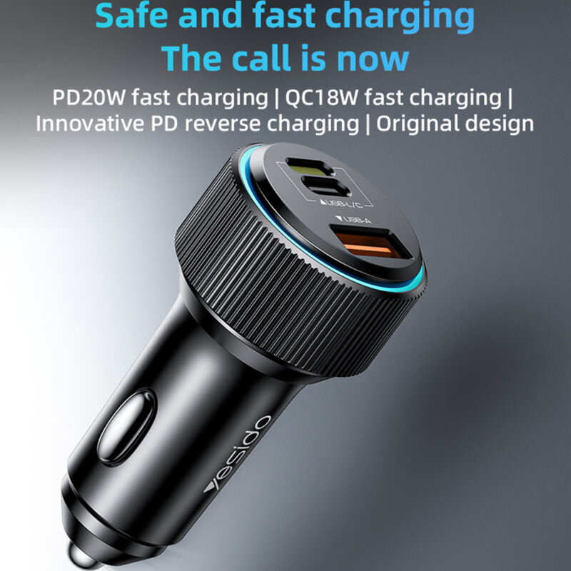 Incarcator auto + cablu Type-C la Lightning, 35W Yesido Y60