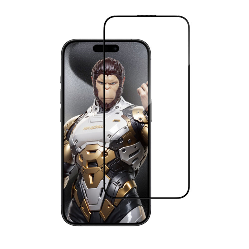 Folie iPhone 16 Pro Max cu aplicator Blueo 3D Full Display Curved Edge AR Glass, negru