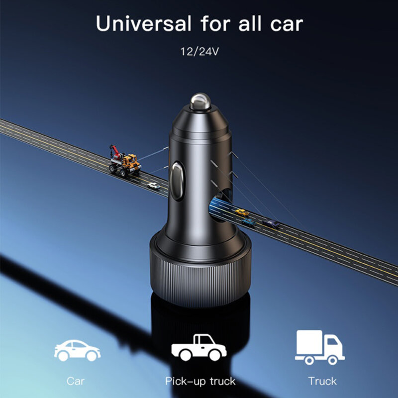 Incarcator auto 2x tip C, USB-A, 60W Yesido Y50, negru