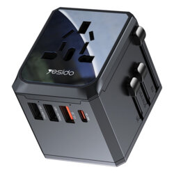 Adaptor priza EU, Type-C, 3x USB-A, Yesido MC24, negru