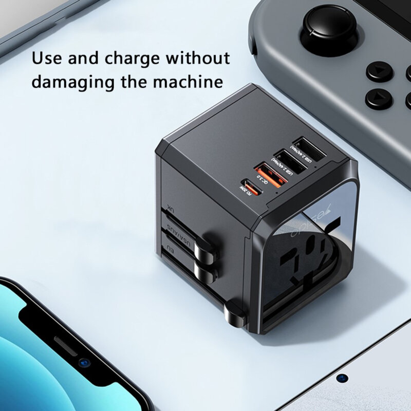 Adaptor priza EU, Type-C, 3x USB-A, Yesido MC24, negru