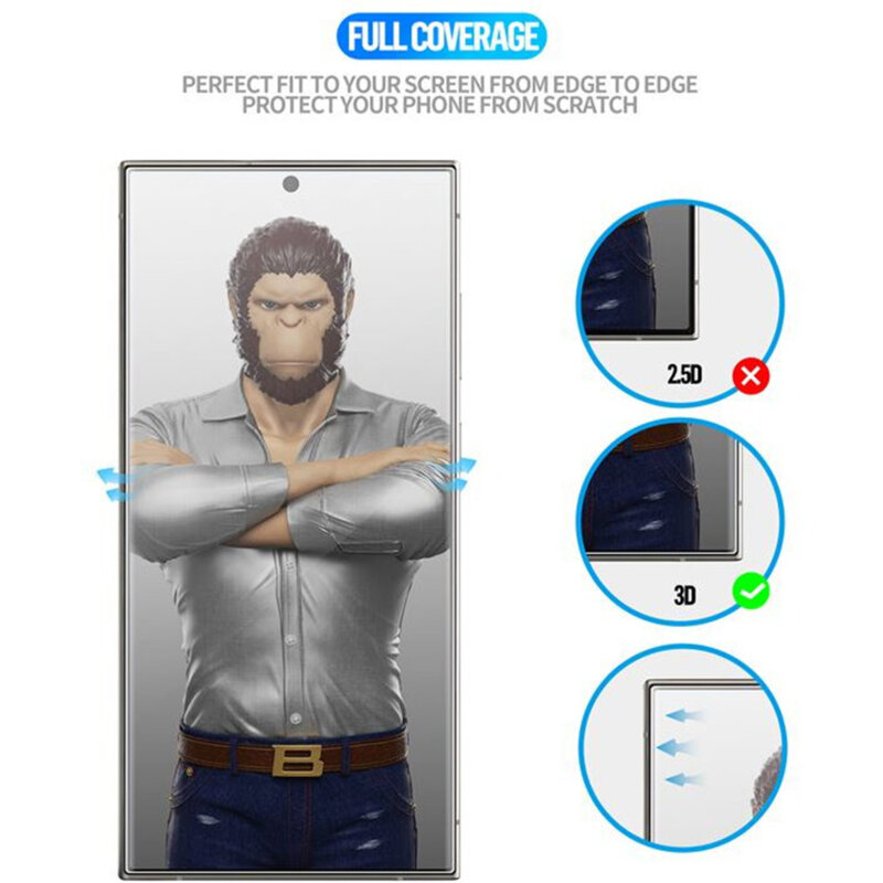 Folie iPhone 16 Pro cu aplicator Blueo 3D Full Display Curved Edge HD Glass, negru