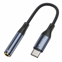 Adaptor audio USB-C la Jack 3.5mm Yesido, 15cm, YAU38, negru