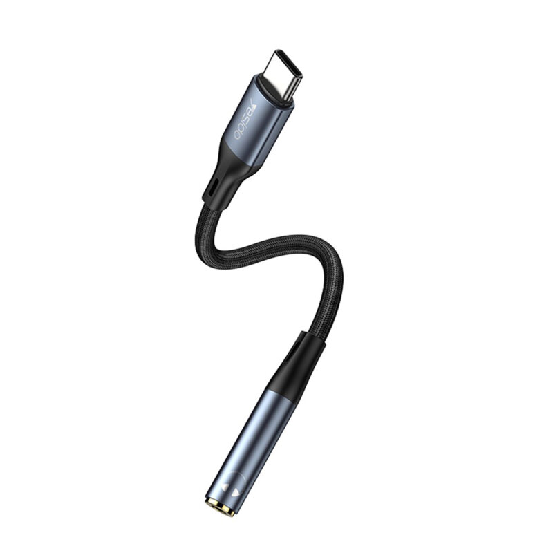 Adaptor audio USB-C la Jack 3.5mm Yesido, 15cm, YAU38, negru