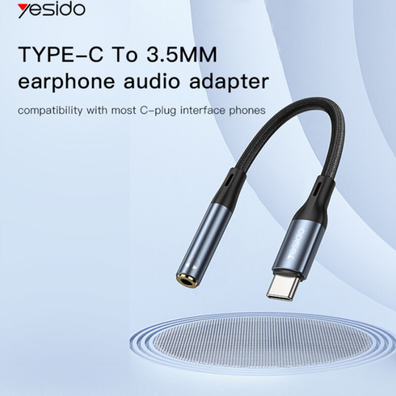 Adaptor audio USB-C la Jack 3.5mm Yesido, 15cm, YAU38, negru
