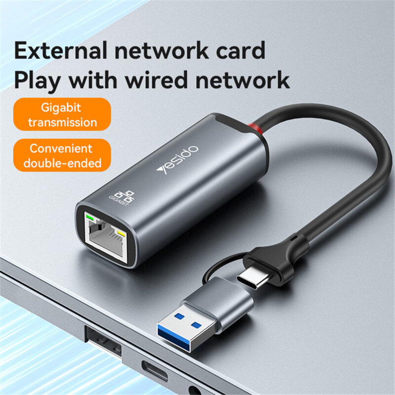Adaptor internet USB, Type-C la RJ45 1000Mbps Yesido, HB26