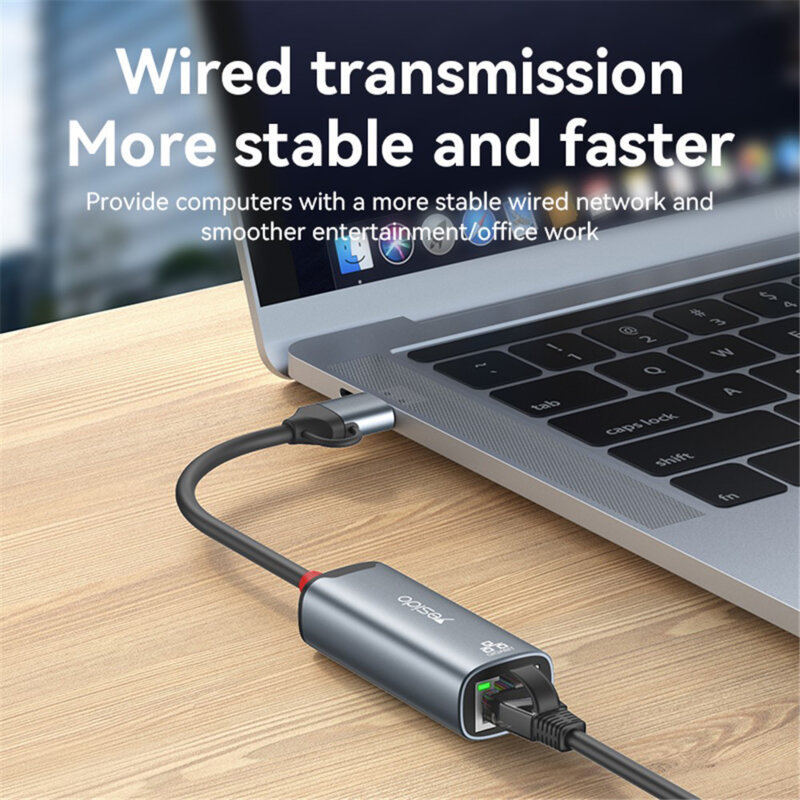 Adaptor internet USB, Type-C la RJ45 1000Mbps Yesido, HB26
