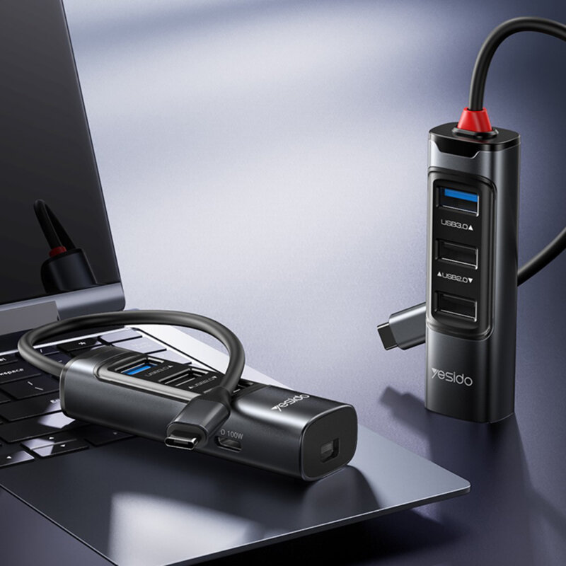 Hub Type-C la USB, USB-C, Mini DP, PD100W, 5in1 Yesido, HB24