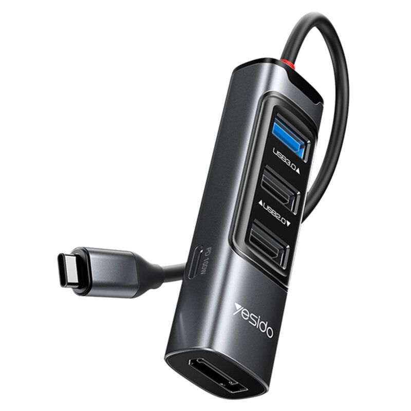 Hub Type-C la USB, USB-C, DP, PD100W, 4K, 5in1 Yesido, HB23