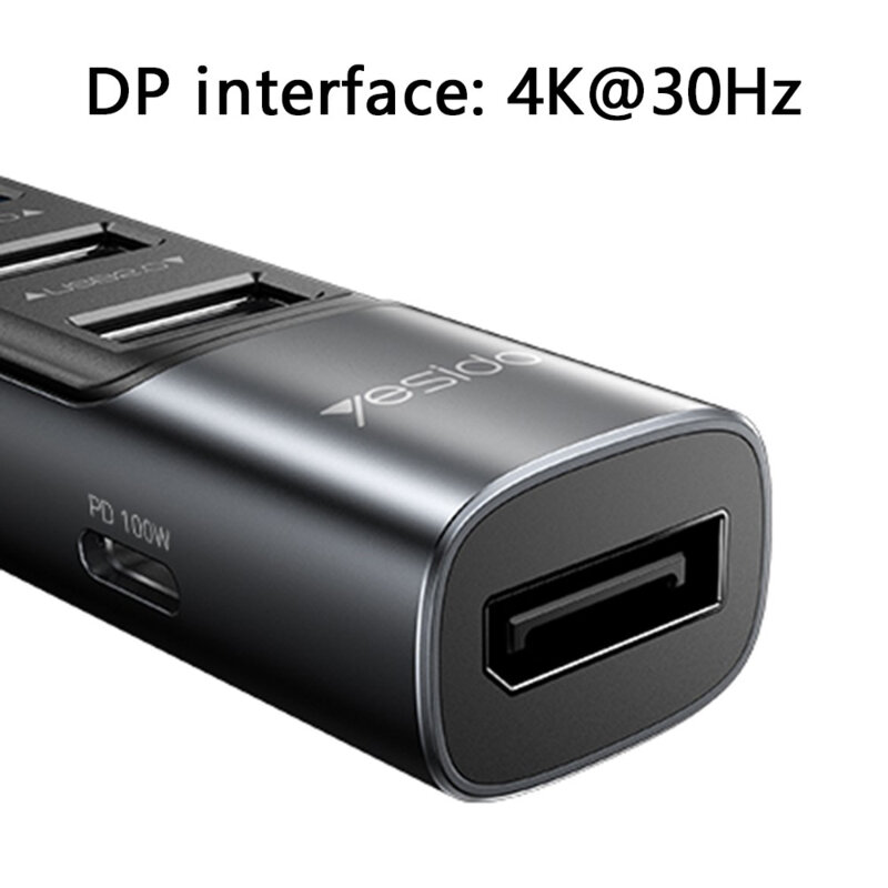 Hub Type-C la USB, USB-C, DP, PD100W, 4K, 5in1 Yesido, HB23
