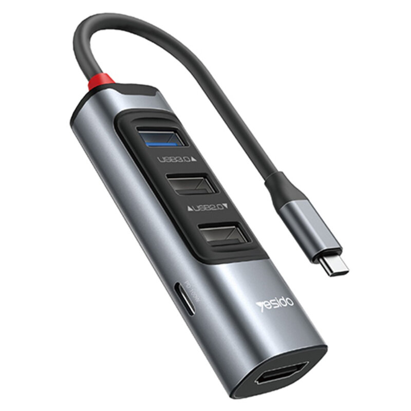 Hub Type-C la USB, USB-C, HDMI, PD100W, 4K, 5in1 Yesido, HB22