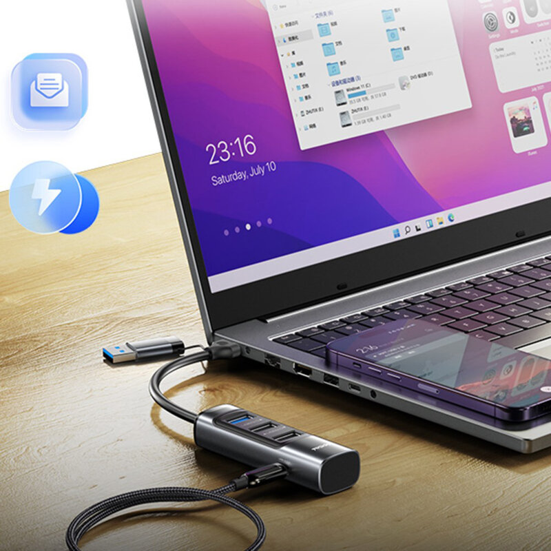 Hub USB, Type-C la 3x USB, USB-C, PD100W, 5Gbps Yesido, HB19
