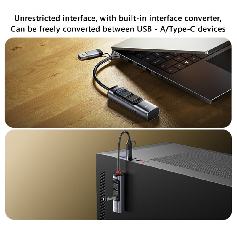 Hub USB, Type-C la 3x USB, USB-C, PD100W, 5Gbps Yesido, HB19