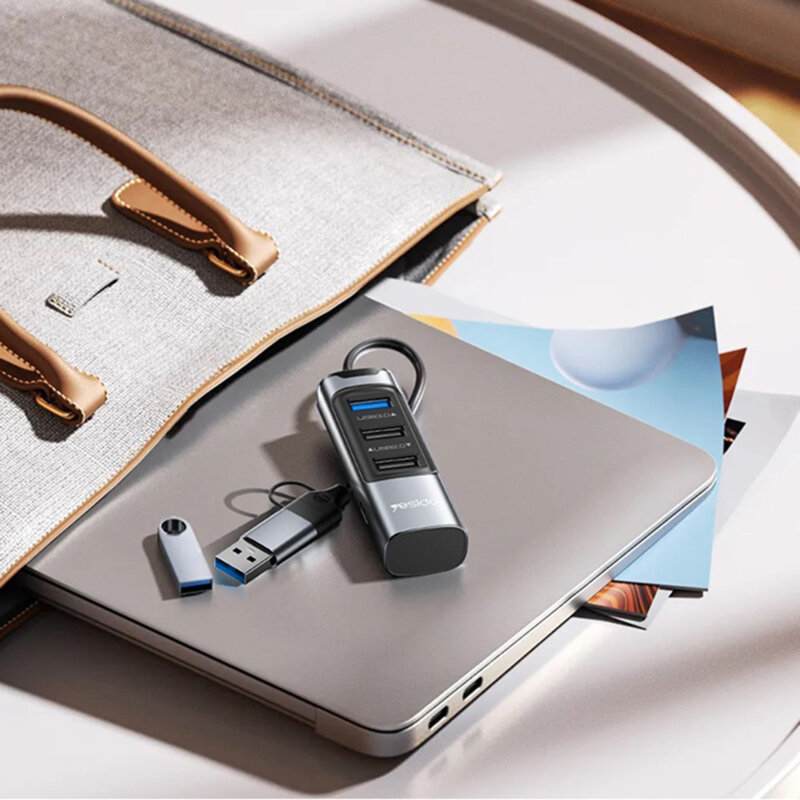 Hub USB, Type-C la 3x USB, USB-C, PD100W, 5Gbps Yesido, HB19