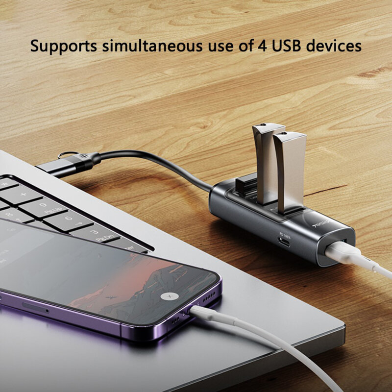 Hub USB, Type-C la 4x USB, USB-C, PD100W, 5Gbps Yesido, HB20