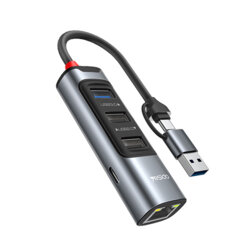 Hub USB, Type-C la USB, USB-C, RJ45 PD100W, 5Gbps Yesido, HB21