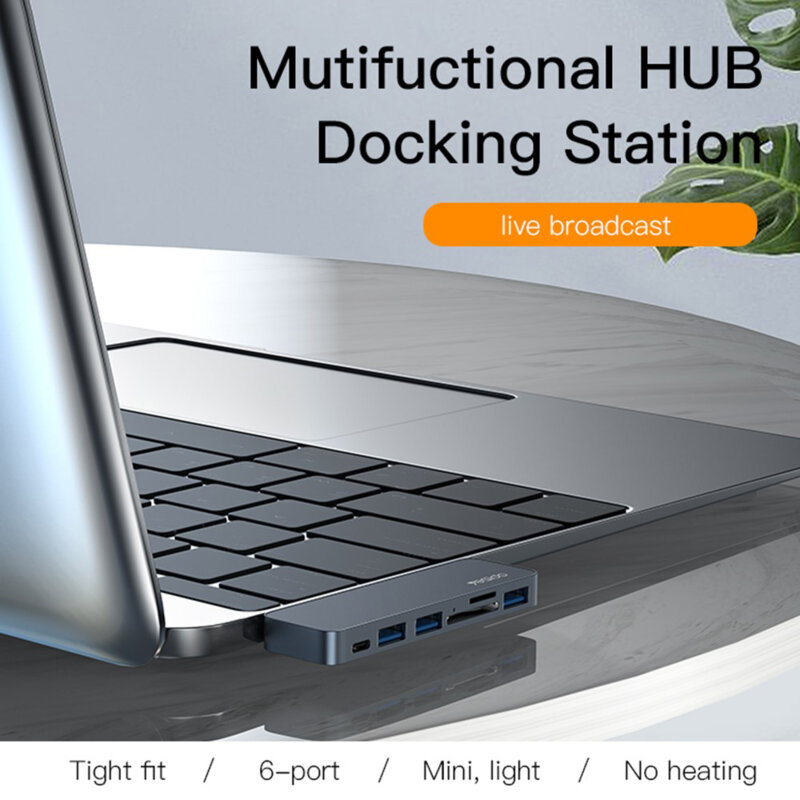 Hub 2x Type-C la 3x USB, USB-C, SD/TF, 5Gbps Yesido, HB10