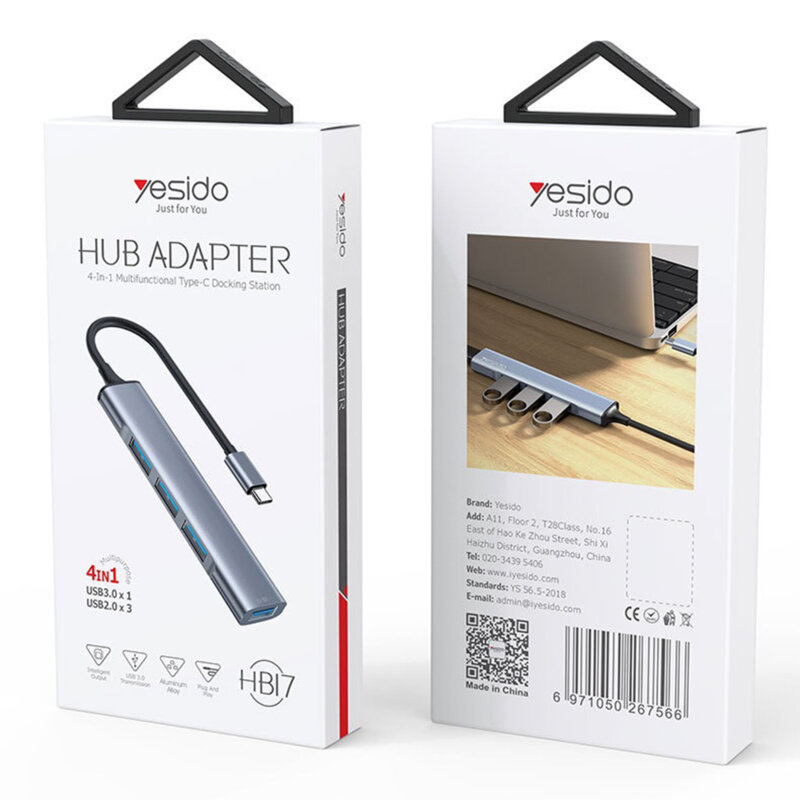 Docking Station Type-C la 4x USB Yesido, 5Gbps, HB17