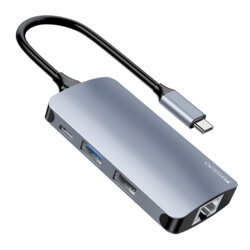 Hub Type-C la USB, USB- C, SD/TF, RJ45 Yesido, 1000Mbps, HB15