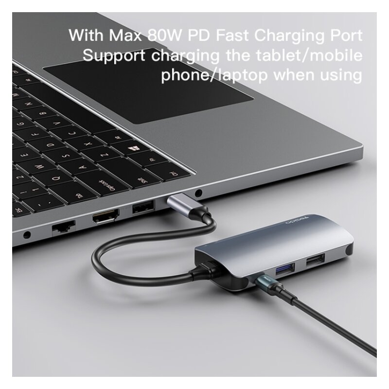 Hub Type-C la USB, USB- C, SD/TF, RJ45 Yesido, 1000Mbps, HB15