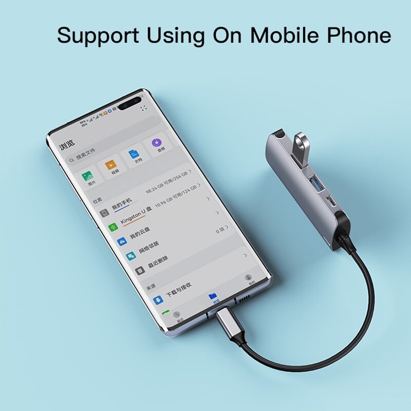 Hub Type-C la USB, USB- C, SD/TF, RJ45 Yesido, 1000Mbps, HB15