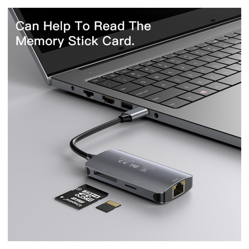 Hub Type-C la USB, USB- C, SD/TF, RJ45 Yesido, 1000Mbps, HB15