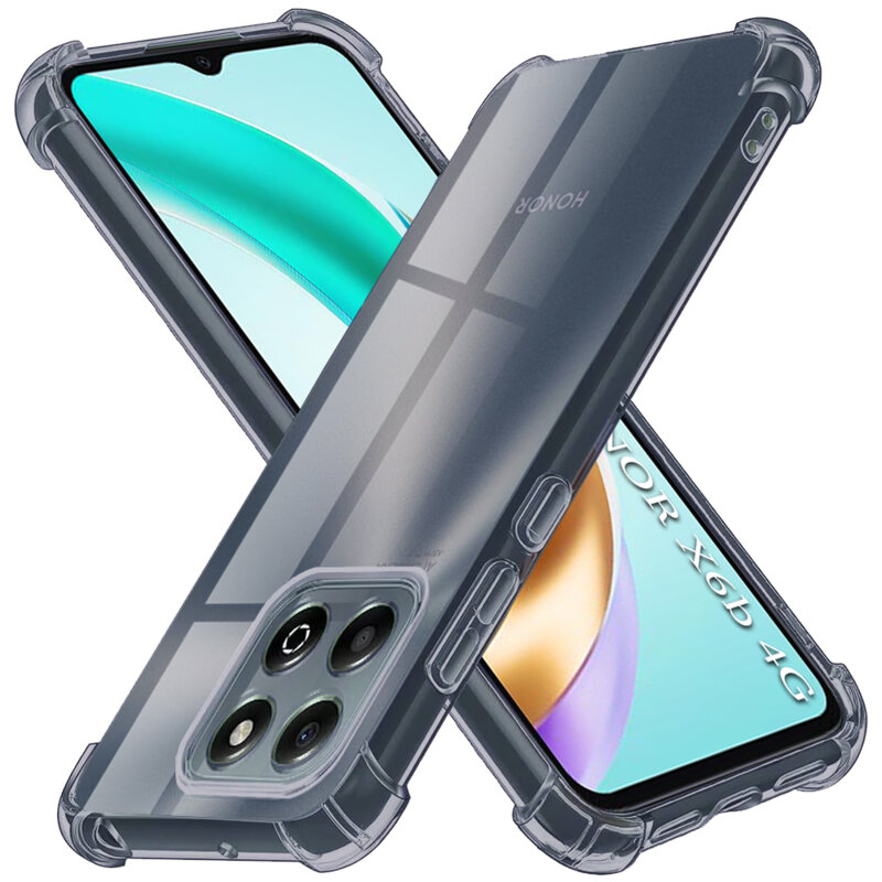 Husa Honor X6b Techsuit Shockproof Clear Silicone, fumuriu