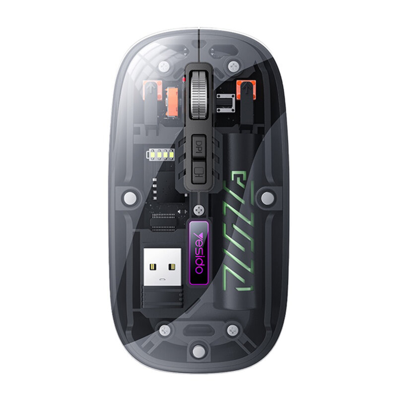 Mouse transparent wireless dual-mode 2.4G + BT Yesido KB29, negru