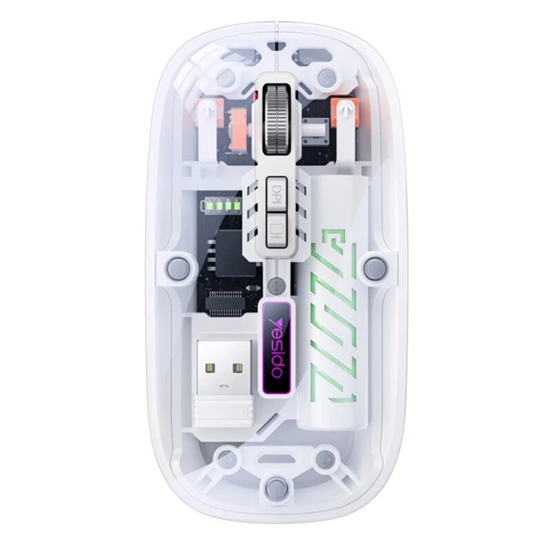 Mouse transparent wireless dual-mode 2.4G + BT Yesido KB29, alb