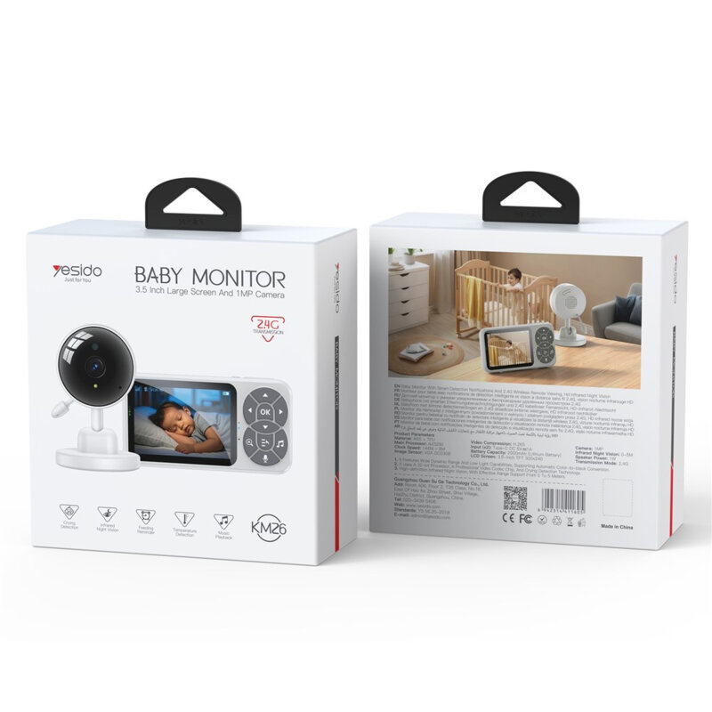 Monitor bebelus pentru supraveghere copii Yesido, KM26, alb