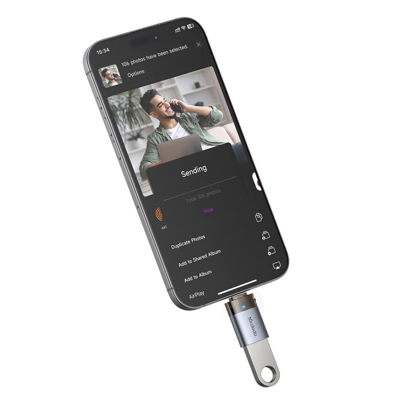 Adaptor OTG USB la Lightning cu lanyard Mcdodo, LED, OT-7390