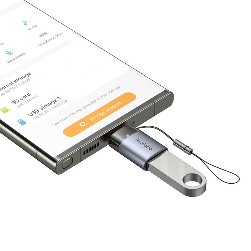 Adaptor OTG USB la Type-C cu lanyard Mcdodo, LED, OT-7400