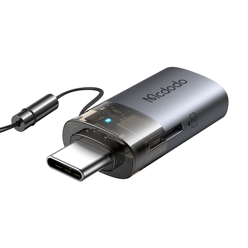 Adaptor OTG 2in1 USB la Type-C, cititor carduri TF Mcdodo, OT-7600