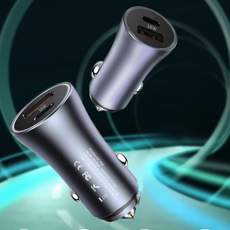 Incarcator auto 2in1 cu varf spargere parbriz Techsuit C3, gri