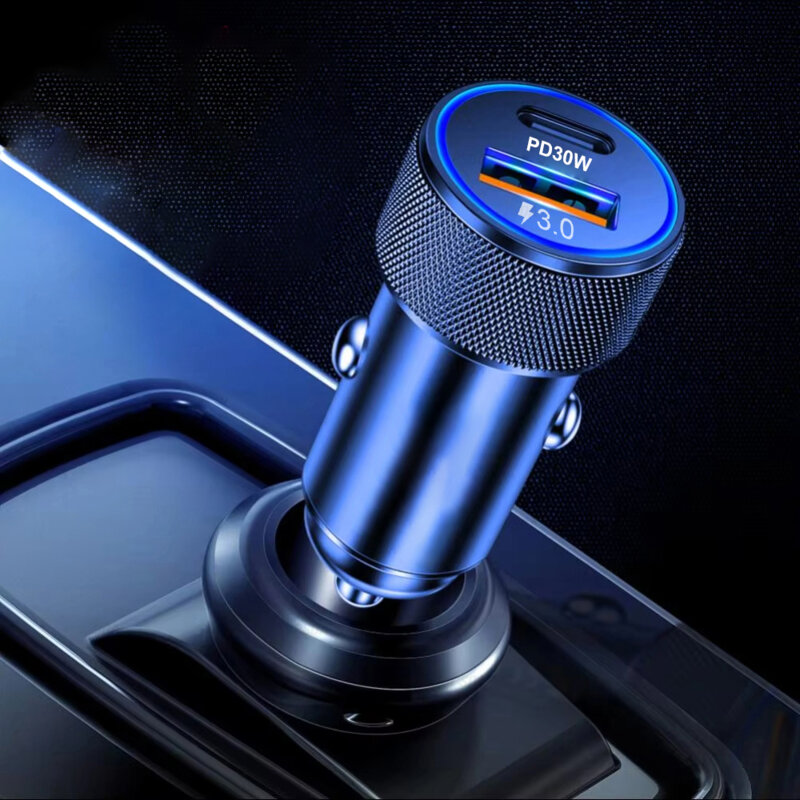 Incarcator auto bricheta USB, Type-C PD30W Techsuit C2, negru