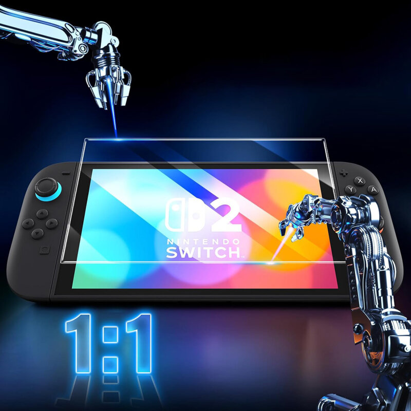 [Pachet 2x] Folie 9H Nintendo Switch 2 cu aplicator Techsuit SwitchAura NS1, transparenta