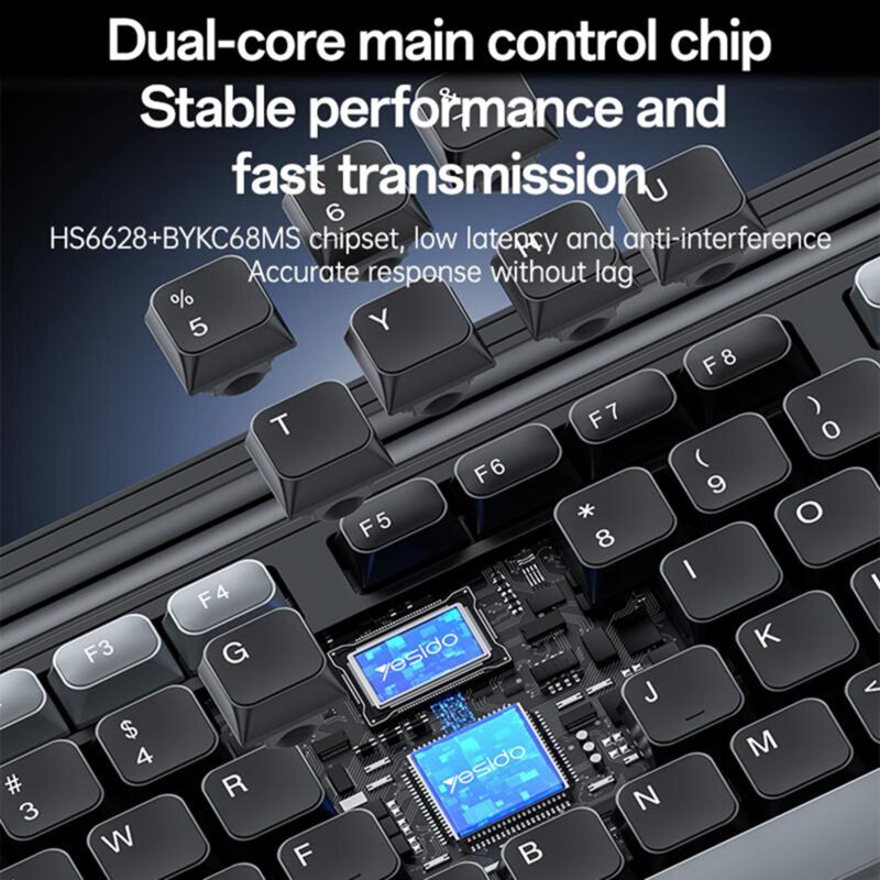 Kit tastatura si mouse wireless 2.4GHz Yesido KB43, negru