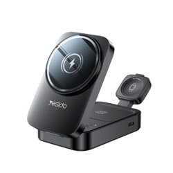 Statie incarcare wireless 3in1 pliabila Yesido DS27, 15W, negru