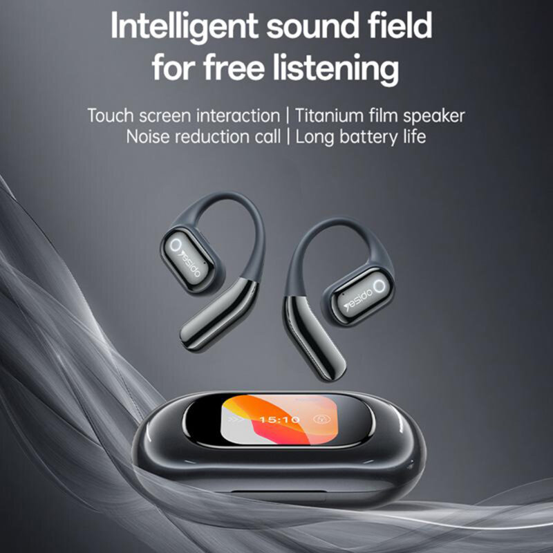 Casti open-ear Bluetooth 5.4 Yesido YSP26, LCD, 500mAh, negru