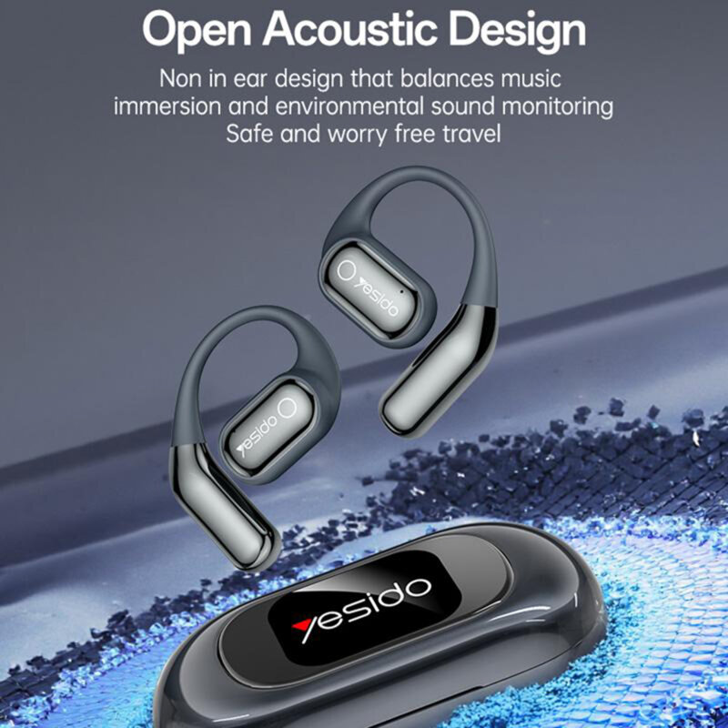 Casti open-ear Bluetooth 5.4 Yesido YSP26, LCD, 500mAh, negru