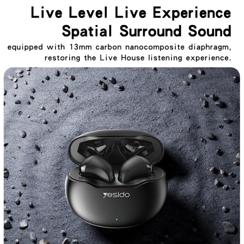 Casti Bluetooth half-in-ear Noise Cancelling TWS21, 320mAh, alb