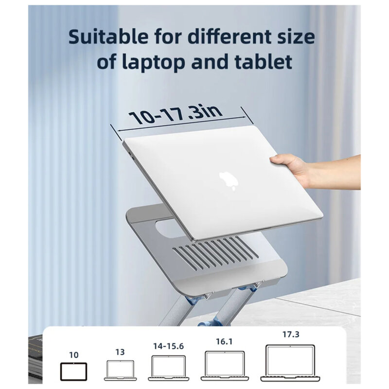 Suport laptop reglabil de birou Yesido LP06, argintiu